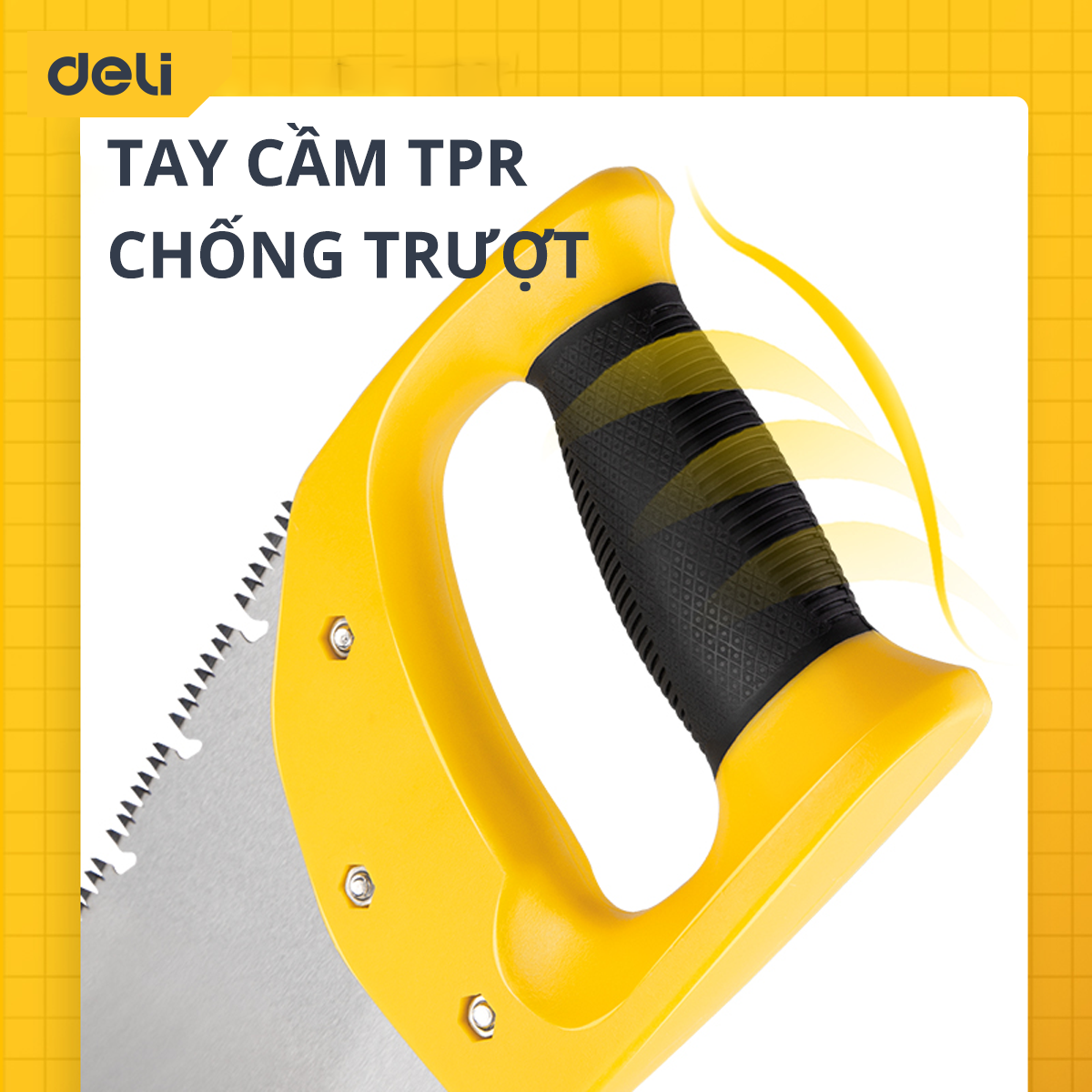 Cưa Cầm Tay Bản Rộng Deli Chính Hãng - Chiều Dài 450mm - Lưỡi Cưa Thép Sắc Bén - Vỏ Bọc An Toàn, Bảo Vệ Lưỡi Cưa - Hàng Chính Hãng - DL6845