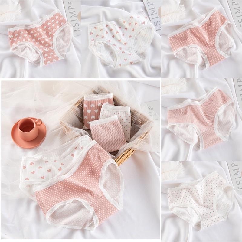 Quần Lót Nữ Cotton Siêu Thoáng Nâng Mông Trái Tim Hồng QL04