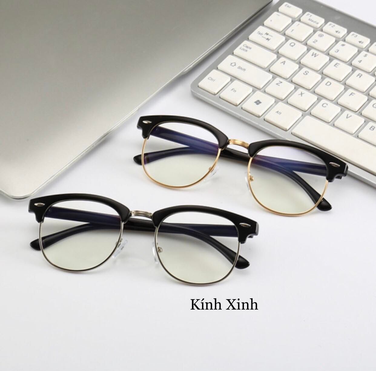 Kính Mắt Chống Ánh Sáng Xanh Bức Xạ Nửa Viền Gọng Nhựa Thời Trang