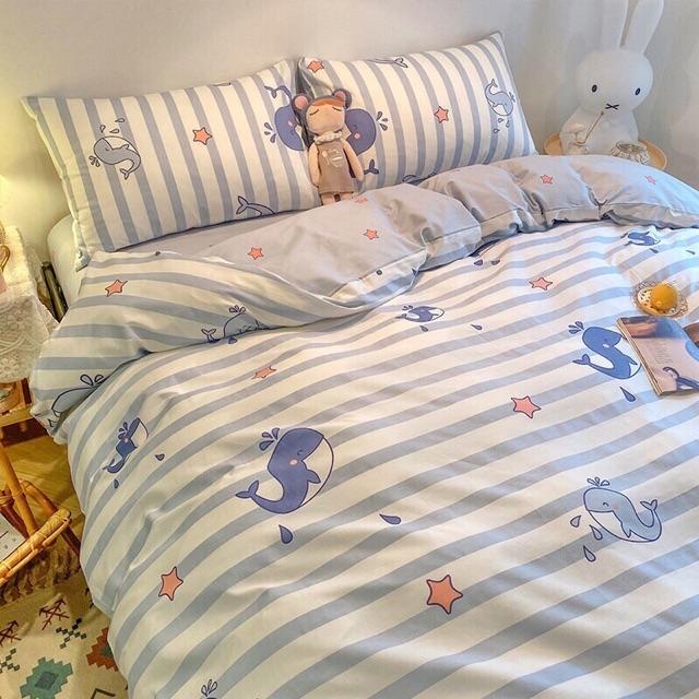 Cotton Korea cá heo xanh sọc - SET 4 MÓN - SỈ SLL