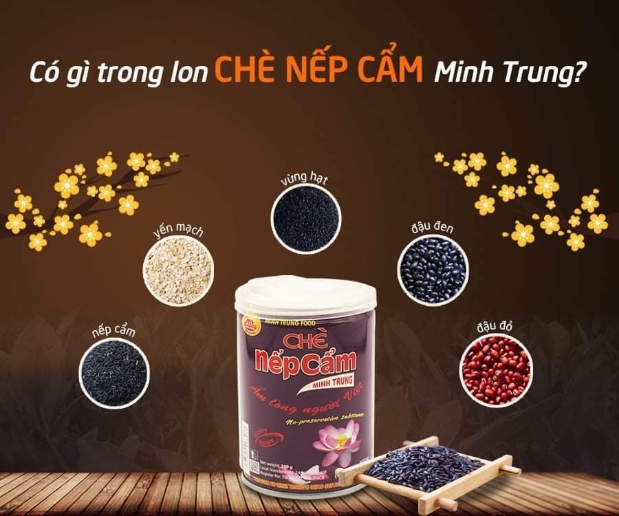 Chè Nếp Cẩm Minh Trung lốc 3 lon - CHENEPCAM 3