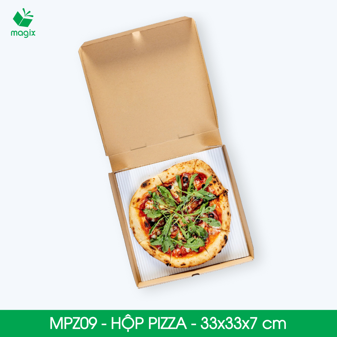 MPZ09 - 33x33x7 cm - Combo 100 hộp nắp gài pizza đa dụng - Hộp nắp gập, hộp carton gói hàng, hộp quà