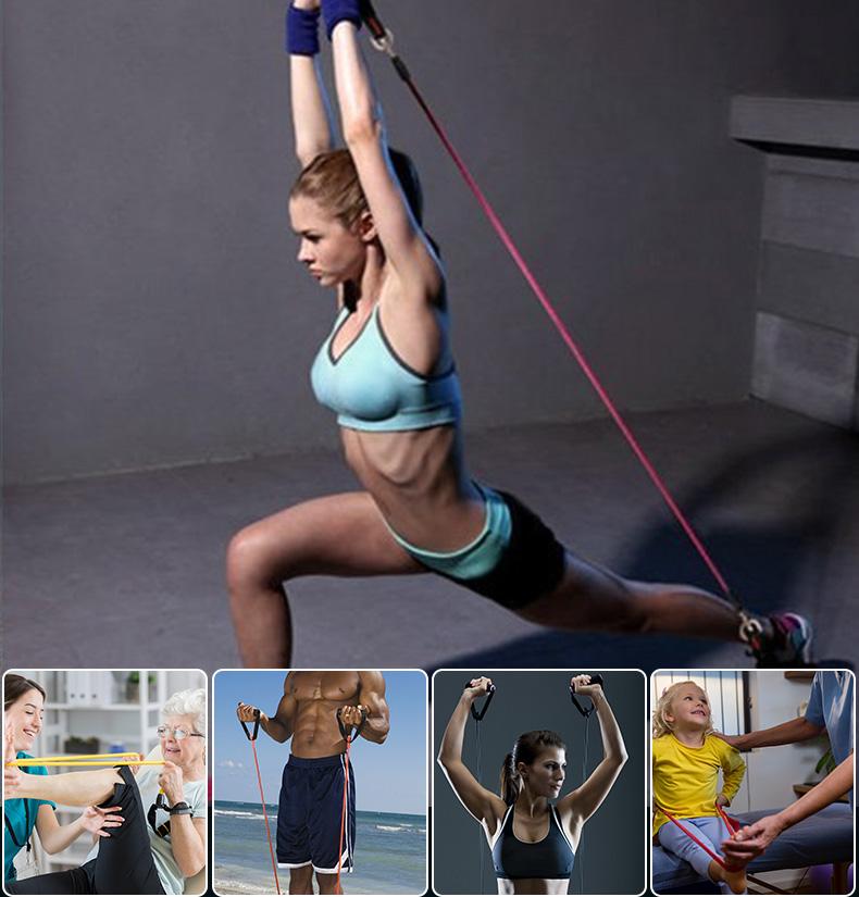 Bộ dụng cụ dây cao su đàn hồi tập thể thao, tập gym tại nhà tiện dụng J555