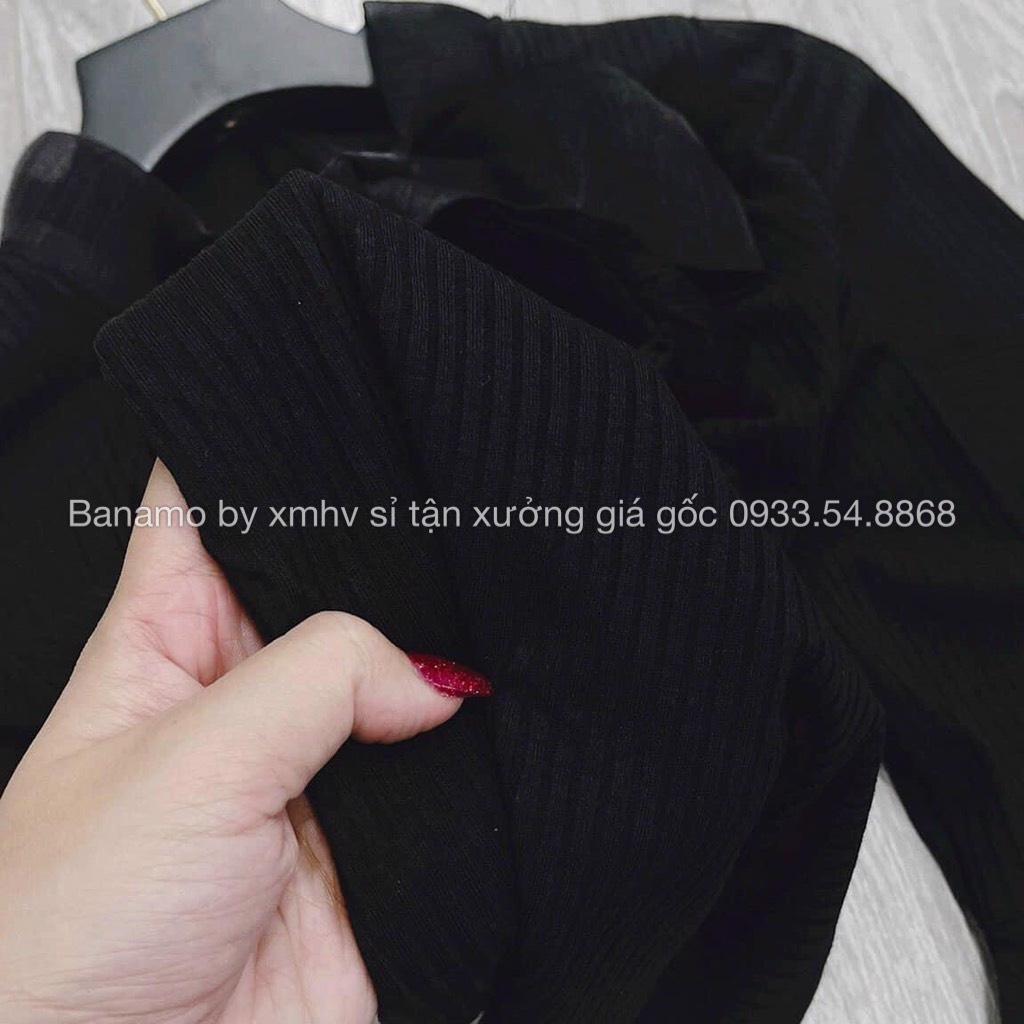 Áo cổ nơ màu đen siêu xinh thời trang Banamo Fashion 342