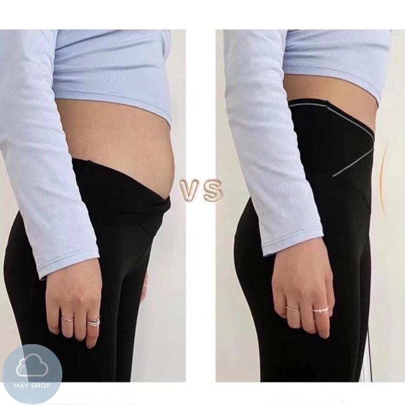 Quần legging nữ cạp cao ghen bụng in chữ cạp chéo thời trang