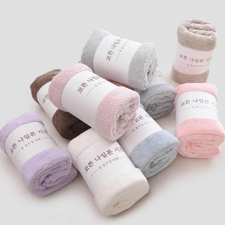 Set 10 khăn mặt Hàn kẻ, mềm mịn, thấm hút tốt 30x50cm