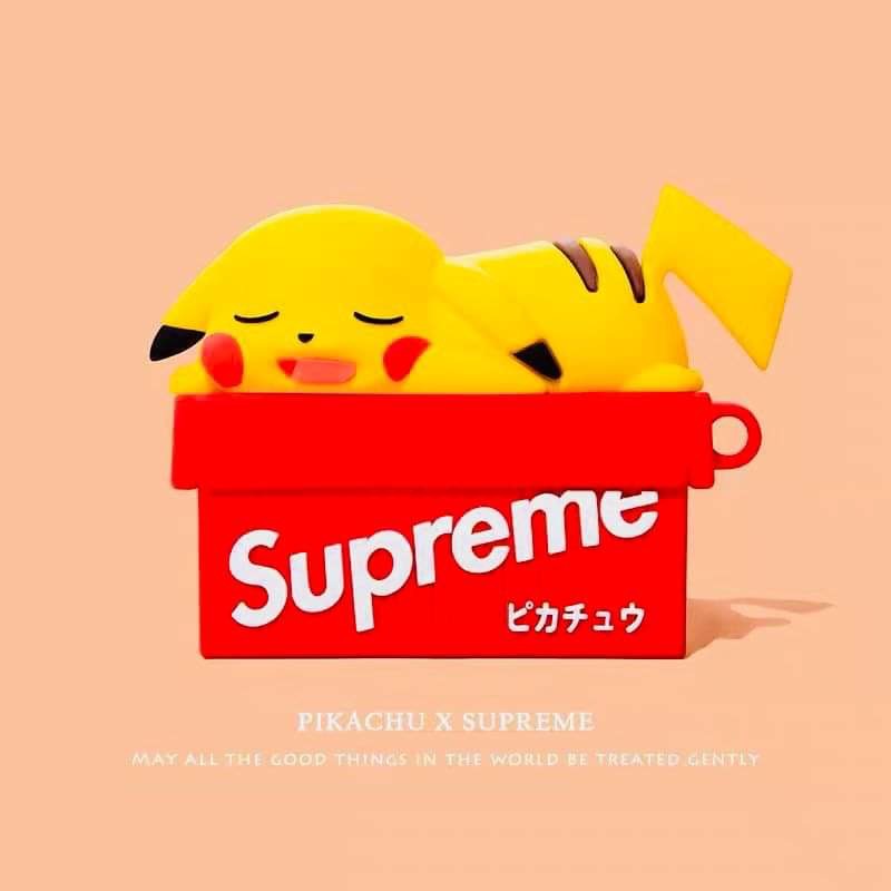 Bao Case Ốp dành cho Airpod Pro Pikachu đỏ Supreme siêu chất