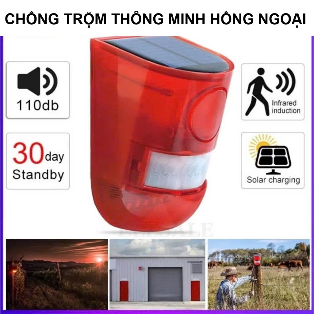 Thiết Bị Chống Trộjm Không Dây Hồng Ngoại Cao Cấp – Sạc Năng Lượng Mặt Trời, Chống Trộjm HÚ CÒI Từ Xa Hiệu Quả, đèn trang trí