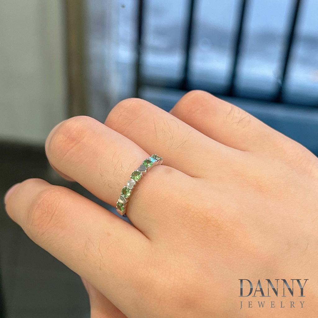 Nhẫn Nữ Danny Jewelry Bạc 925 Xi Rhodium Đính 5 Viên Đá Garnet N0110