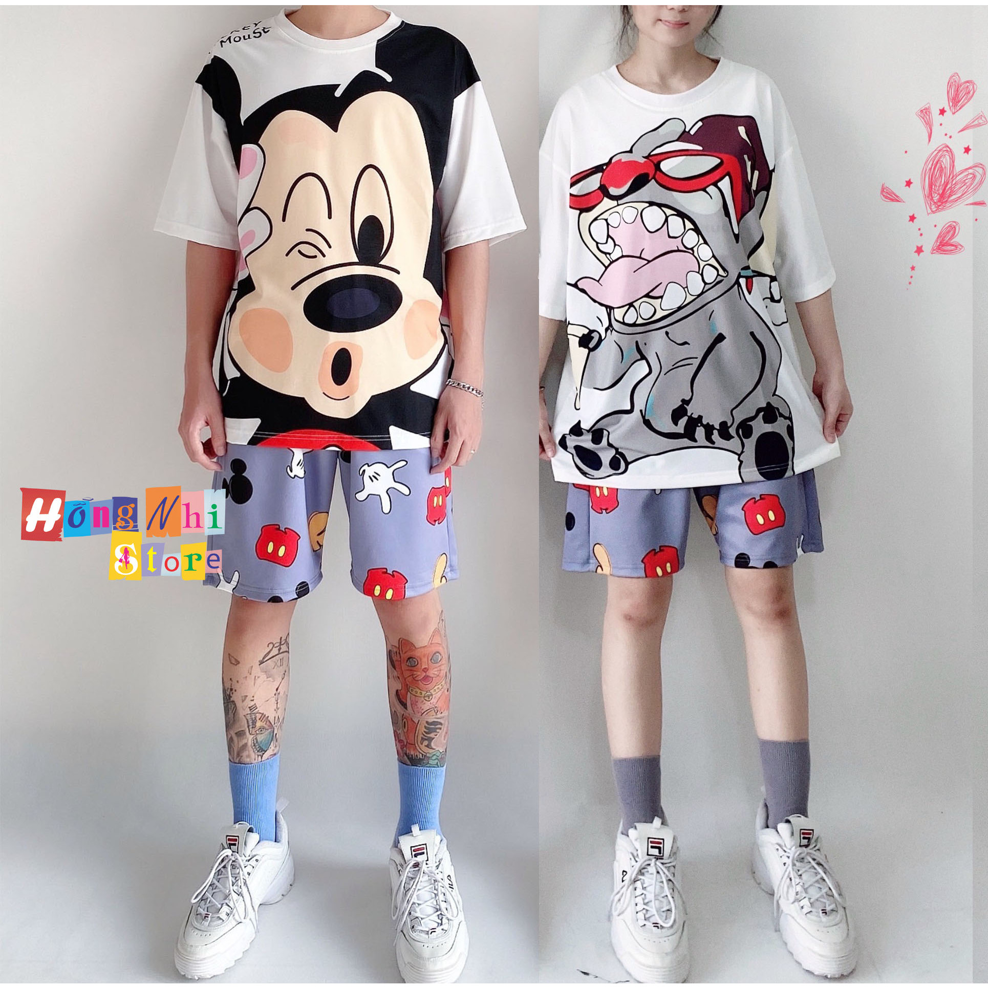 Quần Short Cartoon Unisex Quần Xám - Quần Đùi Hoạt Hình Siêu Cute - MM