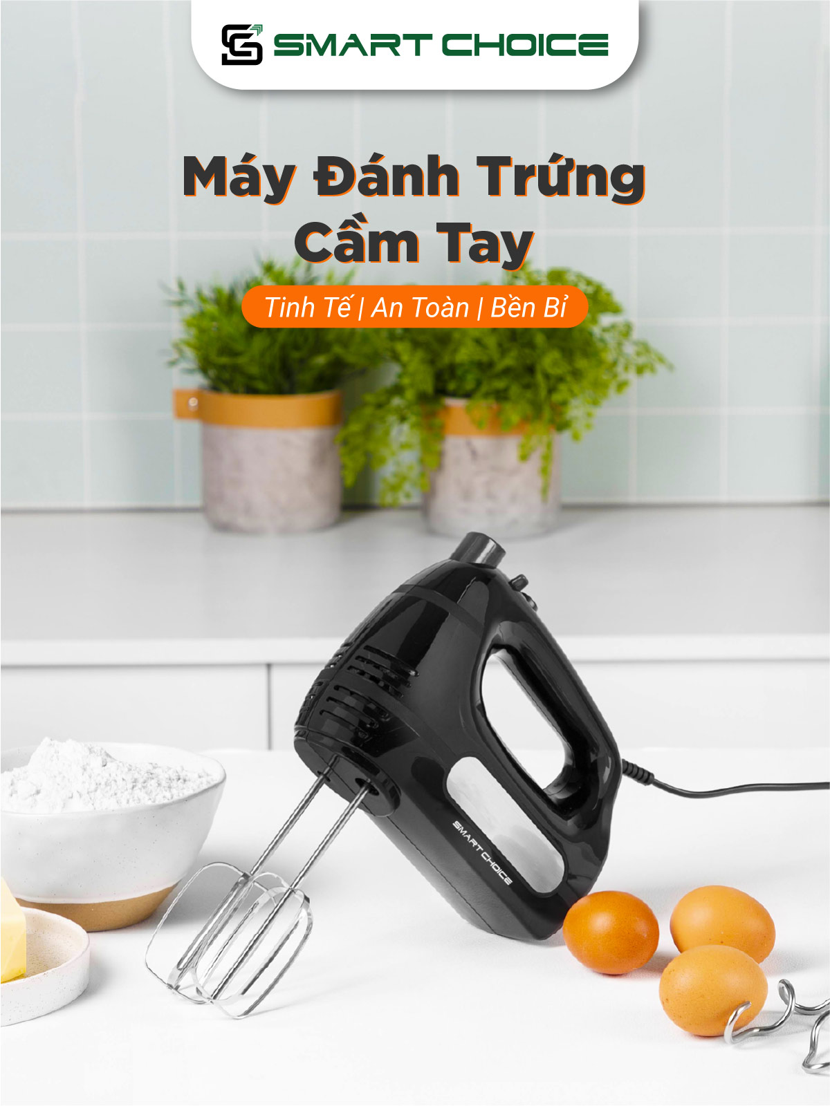 Máy Đánh Trứng SmartChoice SCG-DT001 400W Tùy Chỉnh 6 Tốc Độ, Máy Trồn Bột Cầm Tay Cao Cấp Hàng Chính Hãng