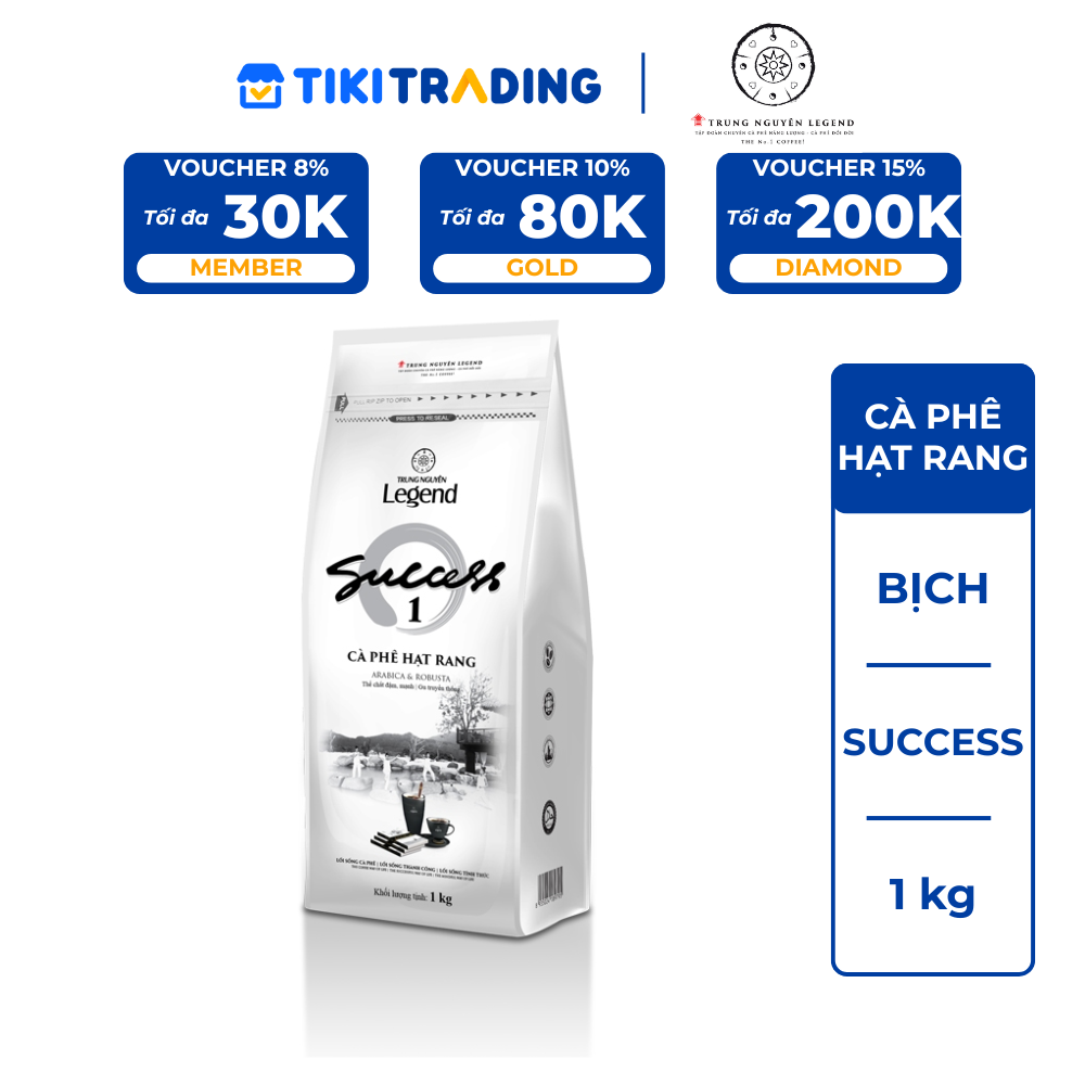 Trung Nguyên Legend - Cà phê hạt rang Success 1 - Bịch 1kg