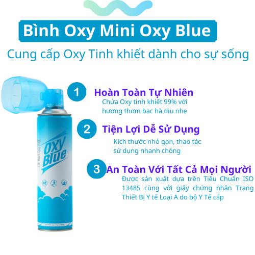 Bình Oxy Mini cầm tay chứa oxy tinh khiết 98%