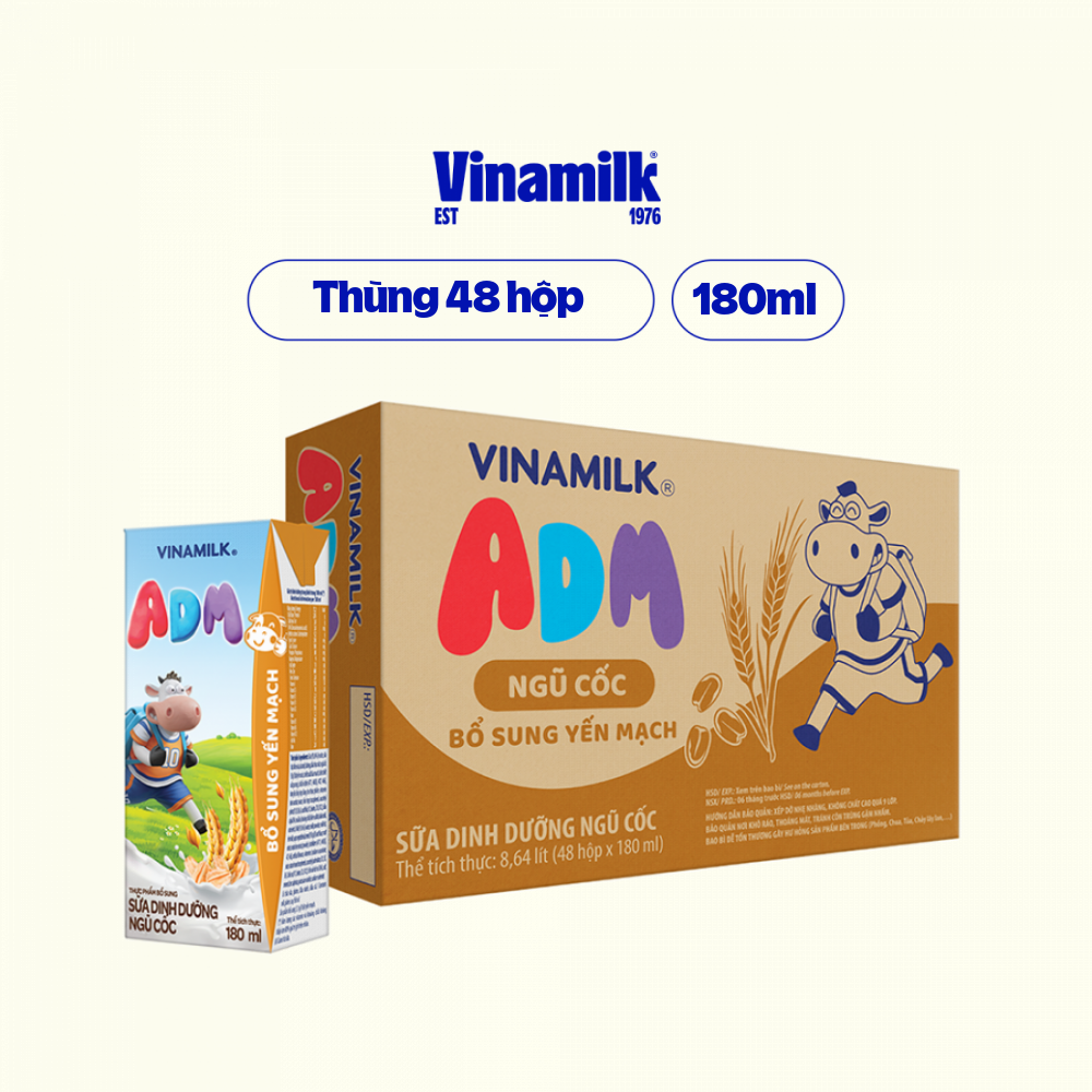 Thùng 48 hộp sữa dinh dưỡng Ngũ cốc - Yến mạch Vinamilk ADM