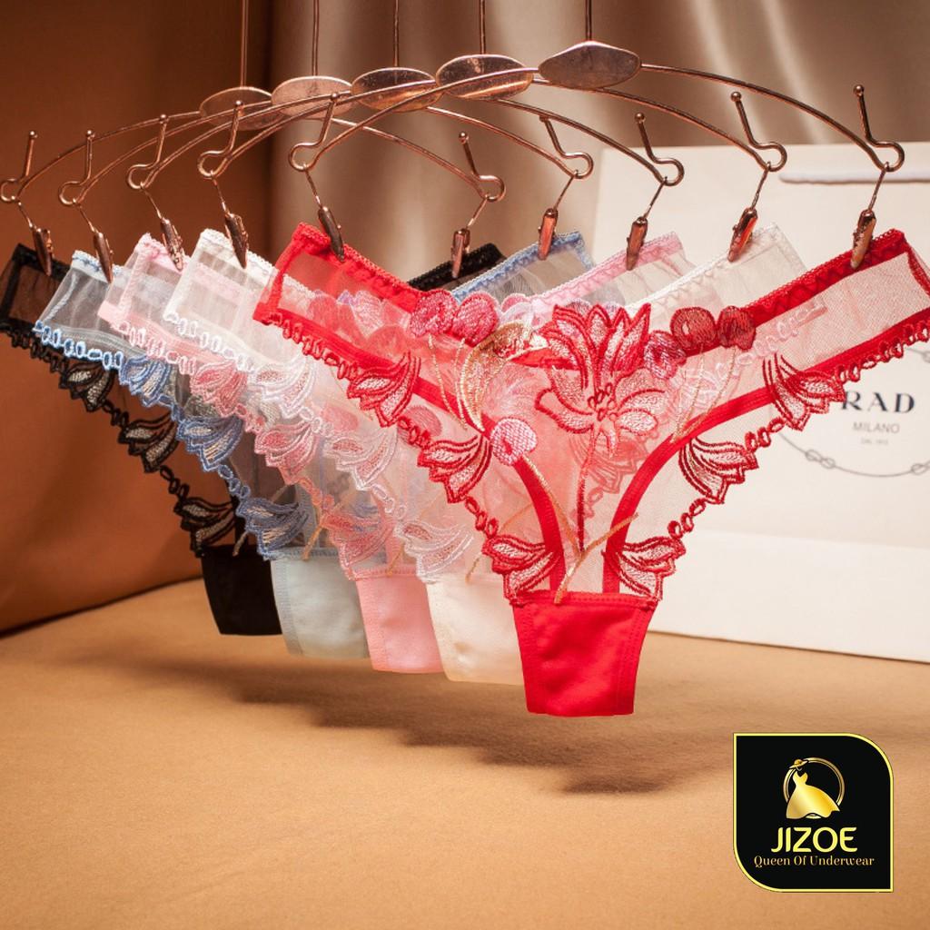 Quần lót lọt khe nữ dễ thương Ren đẹp xuyên thấu Sexy gợi cảm quyến rũ chất lượng Hàn Quốc cao cấp JIZOE QNK08