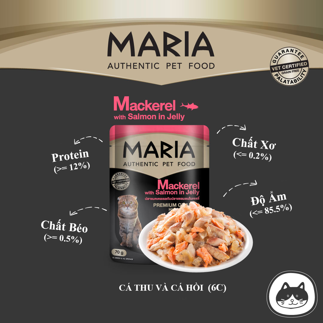 Pate Cho Mèo Maria nhập khẩu Thái Lan (1 hộp 12 gói 70g)