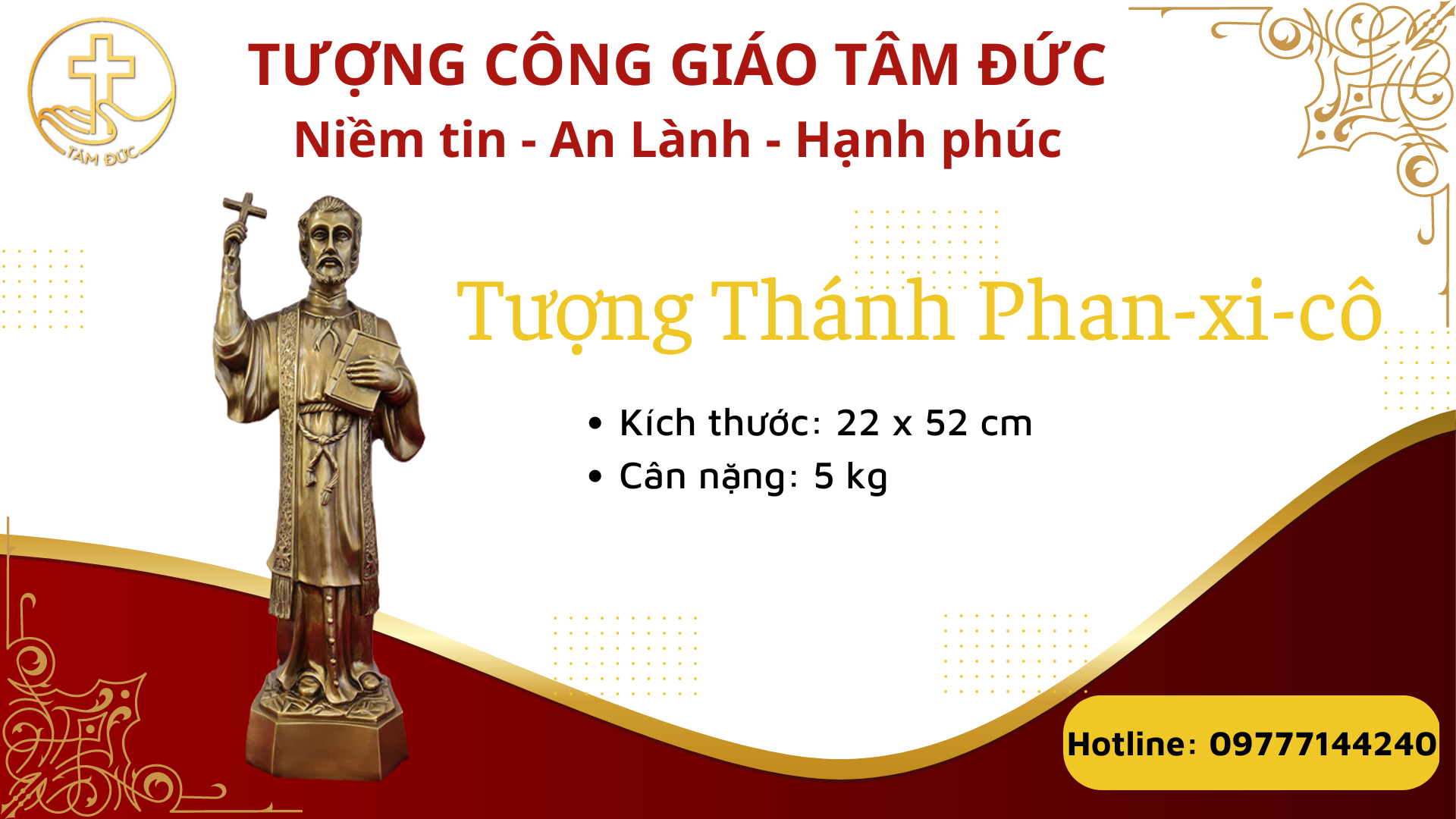 Tượng Thánh Phanxico - Tượng Công giáo Tâm Đức