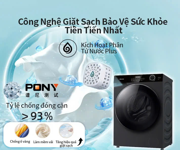 Máy giặt Hisense Inverter Pro 10.5kg WF105M3 giặt thông minh AI, điều khiển từ xa, bảo hành 3 năm - HÀNG CHÍNH HÃNG