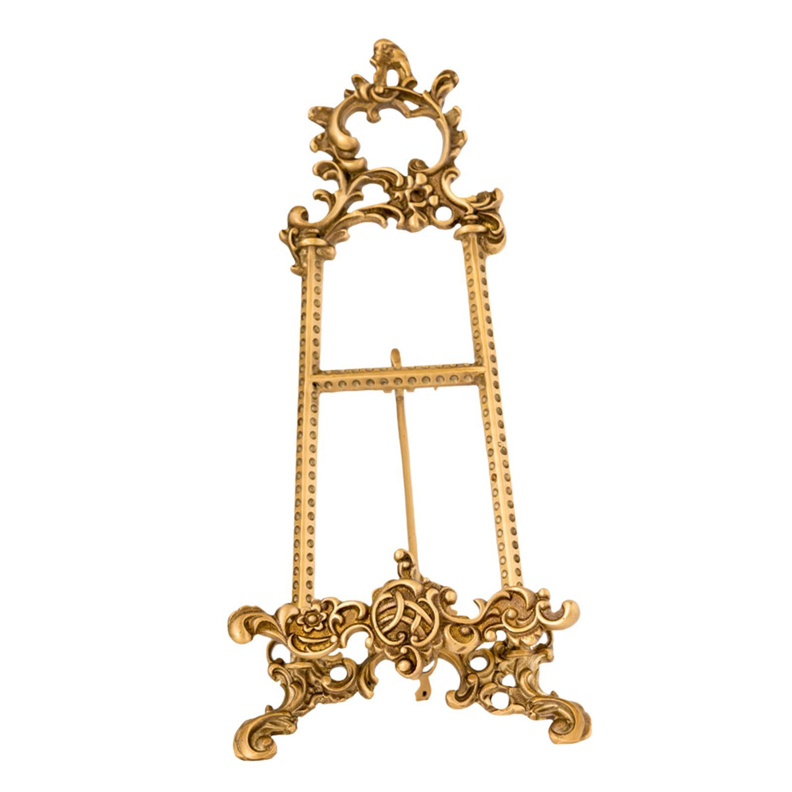 Retro Style Plate Stands for Display, Picture Frame Stand, Brass Easel Storage Rack, Metal Frame Holders for Dish/Photo Easel/ Decorative Plate