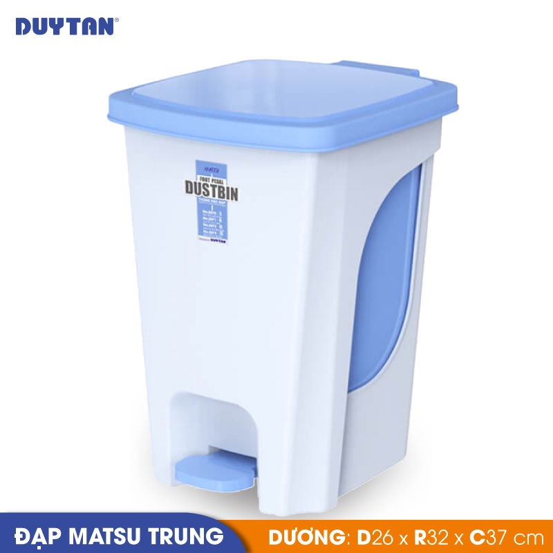 Thùng rác đạp trung nhựa Duy Tân Matsu (25 x 32 x 38 cm) - 02393 - Giao màu ngẫu nhiên - Hàng chính hãng