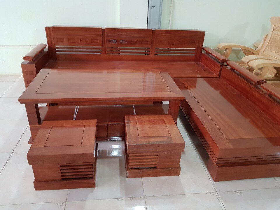 Bộ bàn ghế Sofa góc trứng gỗ sồi