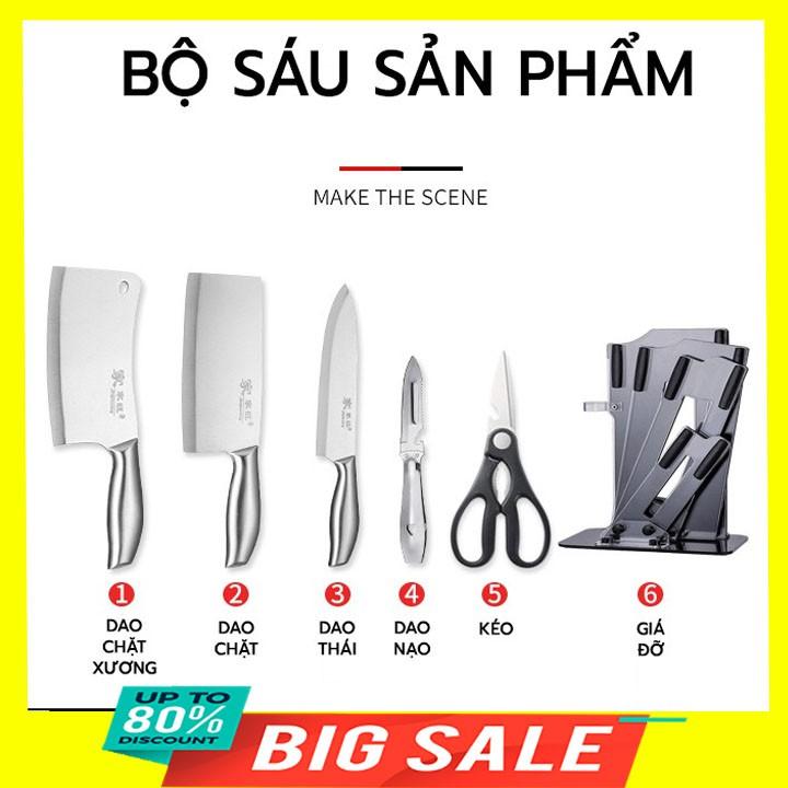 Bộ dao inox 5 món tặng kèm 1 giá để dao sang trọng
