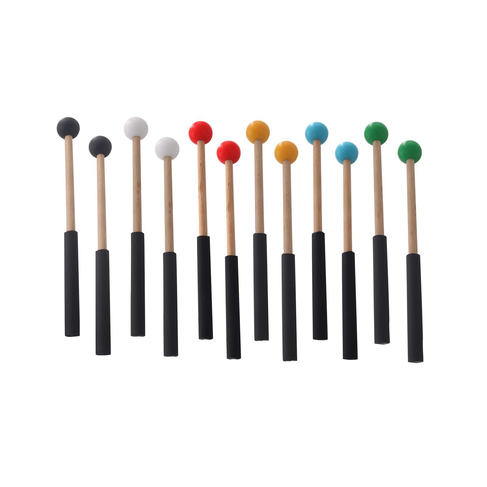 2x Rubber Mallet Percussion 8.6inch with Wood Handle Drum Mallet for Yoga Music Education Stage