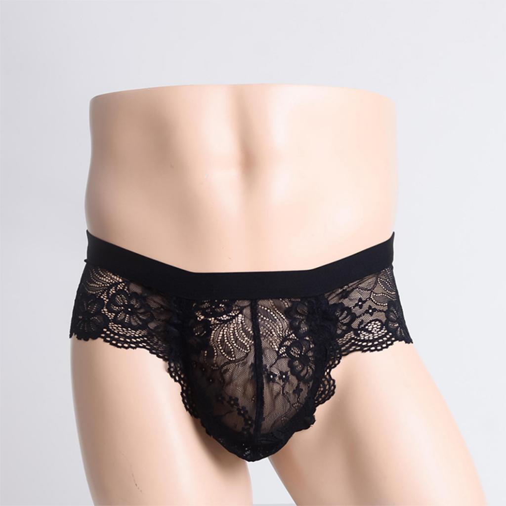 Prettyia 2 Pieces Sexy Men sheer Lace See Through Panties Briefs Underwear
