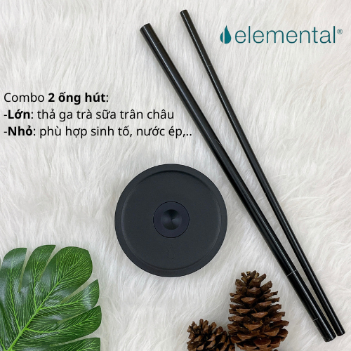 [Hàng chính hãng_Thương hiệu Mỹ] Ly giữ nhiệt Commuter Elemental 1180ml màu đen thép không gỉ có tay cầm combo ống hút trân châu 