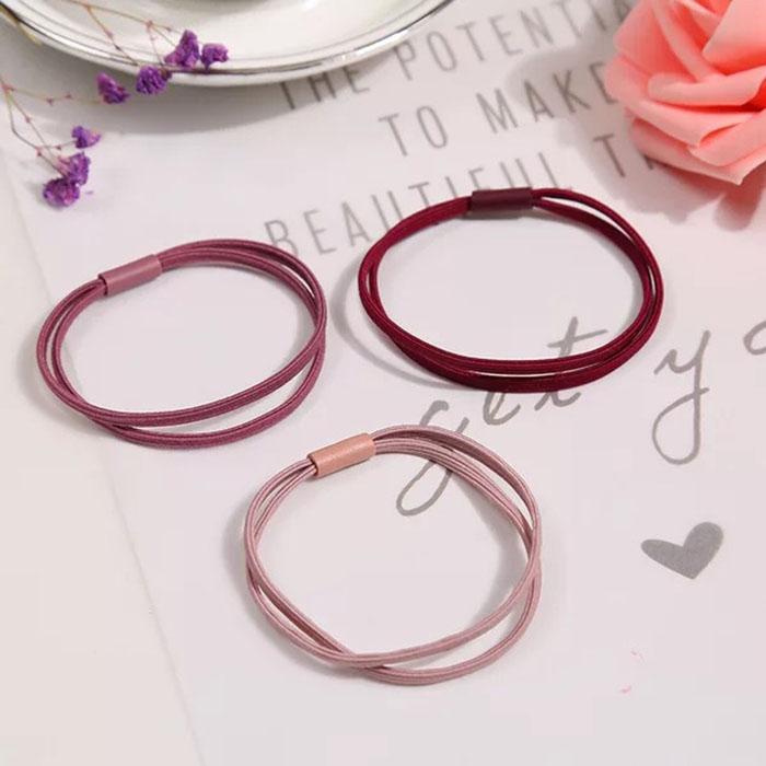 Combo 5 Dây Chun Buộc Tóc, Thun Cột Tóc Mảnh 3 Vòng Màu Sắc Nhã Nhặn SC23