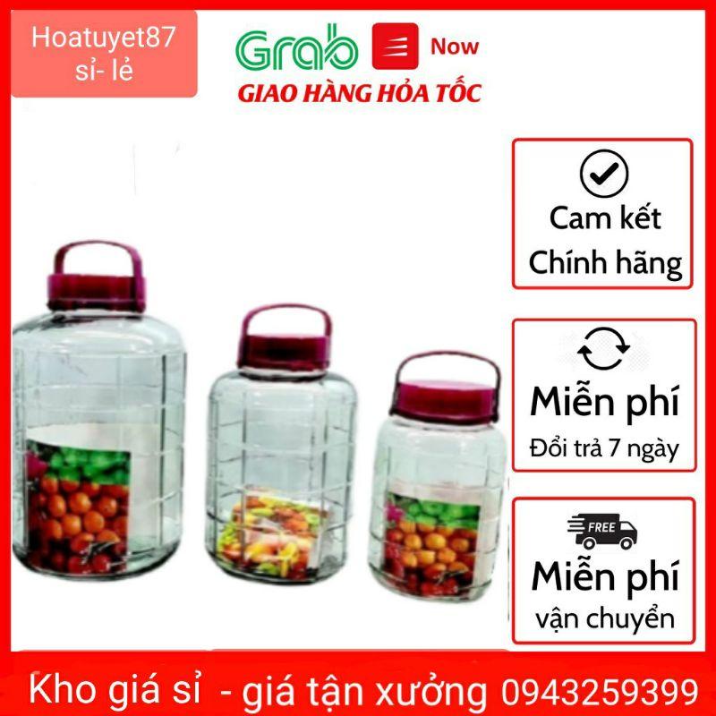 Bình thủy tinh ngâm rượu/ ngâm hoa quả nắp nhựa có quai2 lít/ 3Lít / 5Lít/8 lít