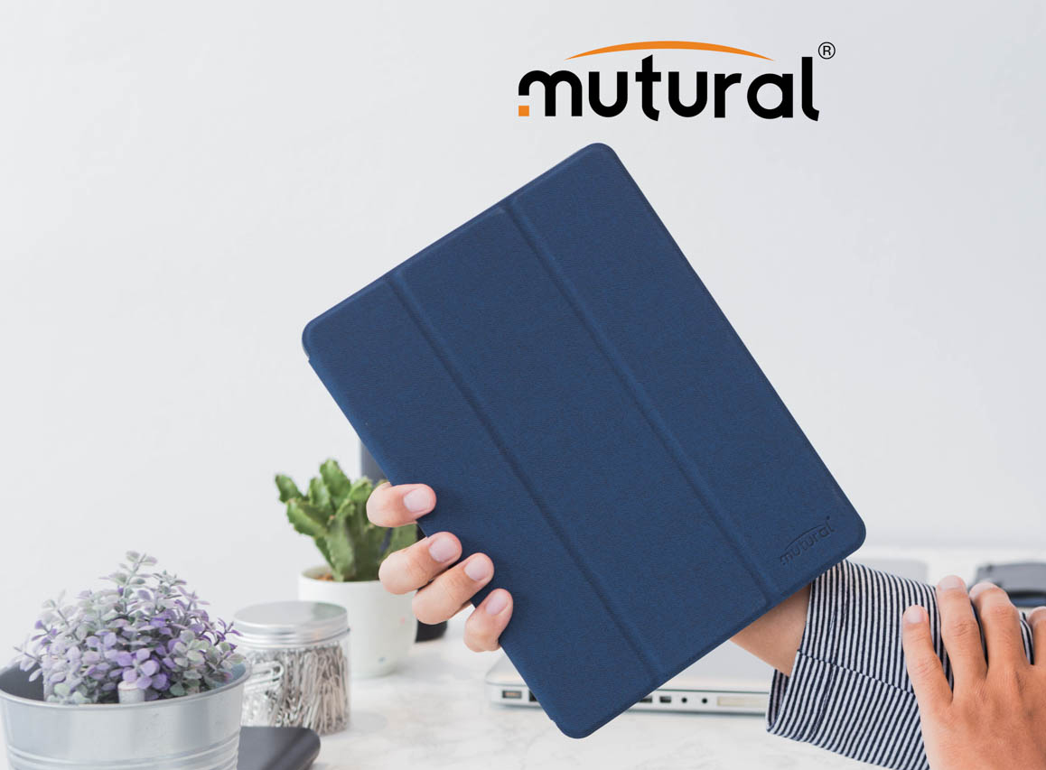 Bao Da Ipad Air 10.5 2019 Hiệu Mutural Có Khe Để Bút Cảm Ứng_xanh_hàng nhập khẩu