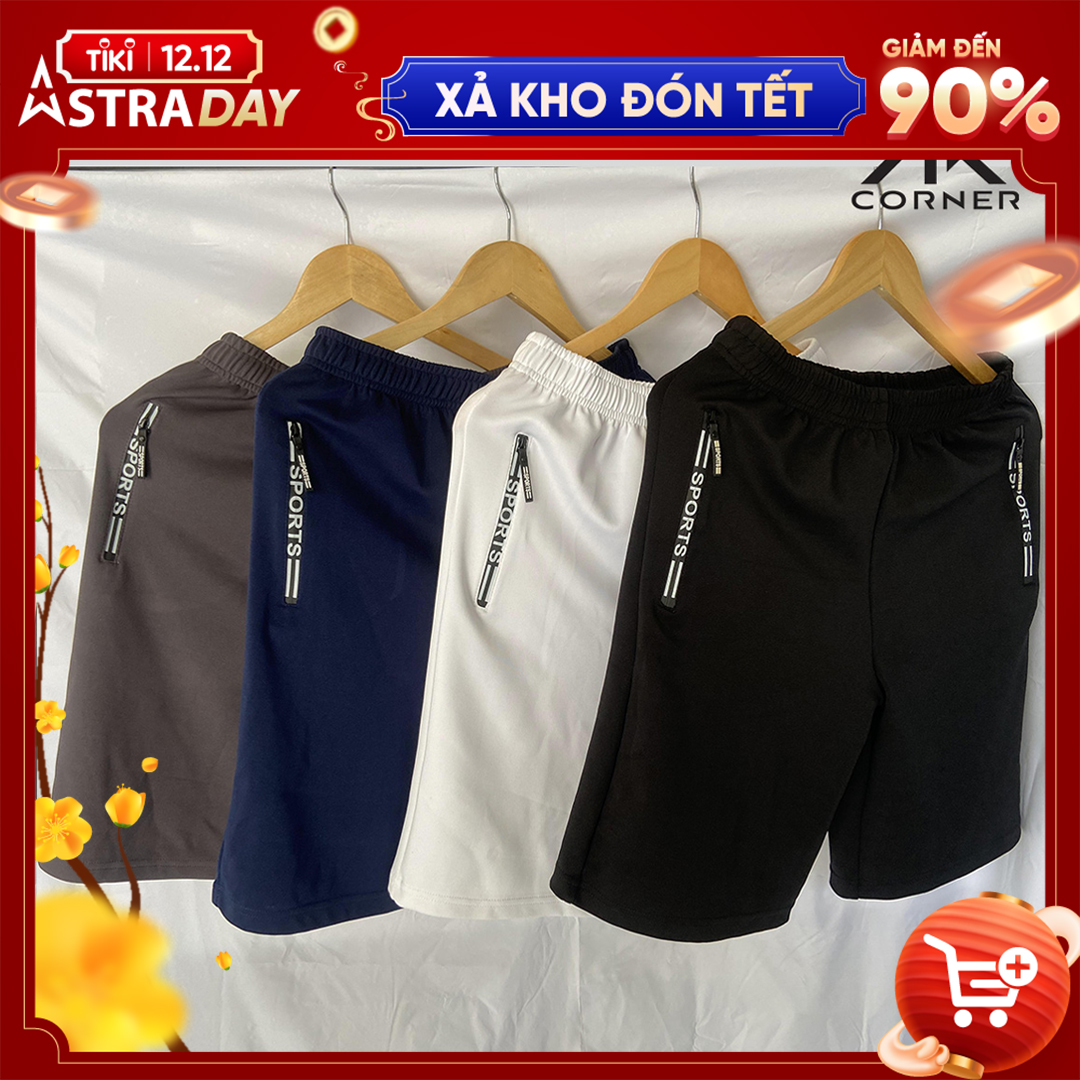 Combo 4 quần đùi nam thể thao Sport ngắn, quần short nam vải Thun Poly 2 Da thoáng mát, chất liệu hút ẩm, độ co giãn tốt