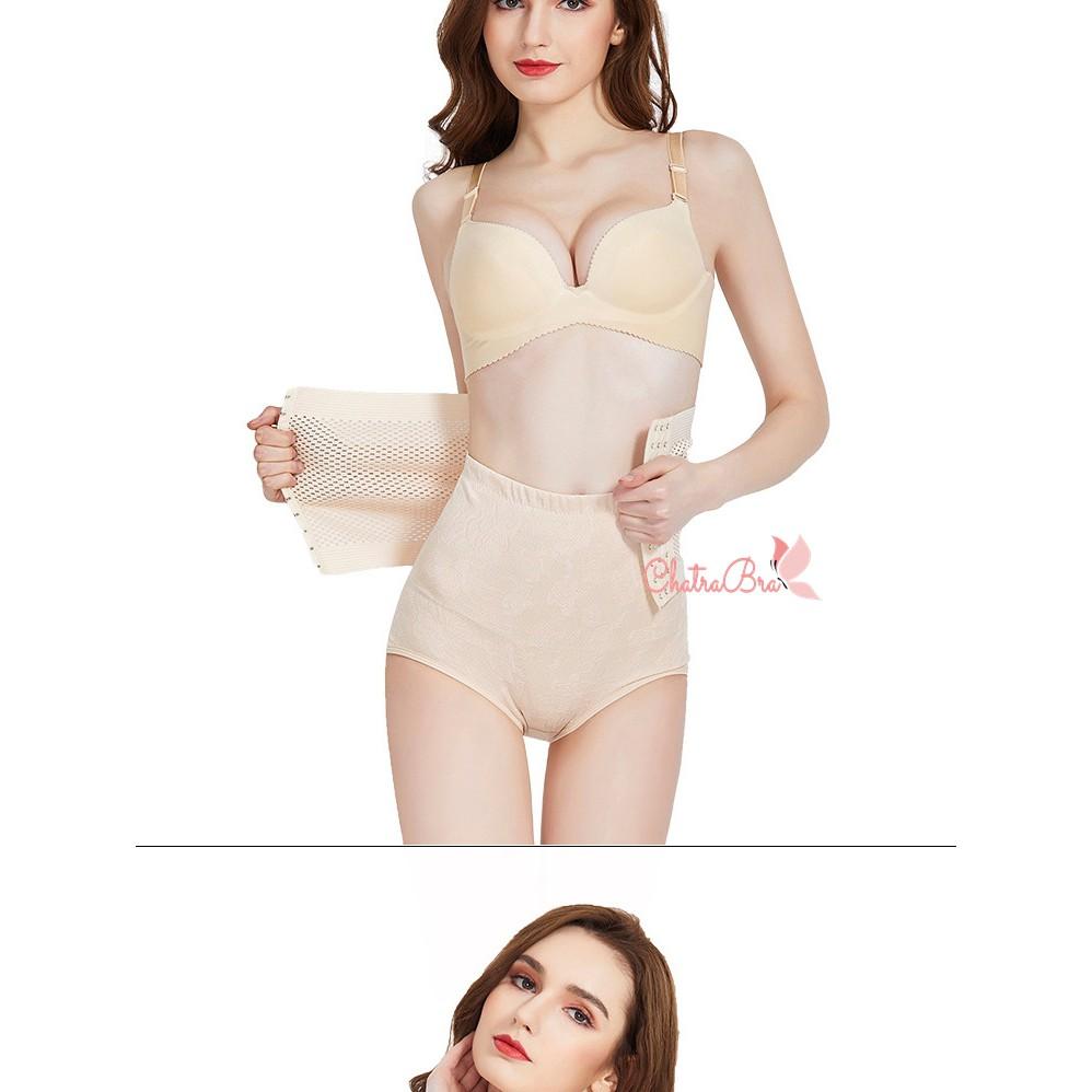Đai nịt ôm bụng giảm eo 3 móc lưới co giãn thông thoáng
