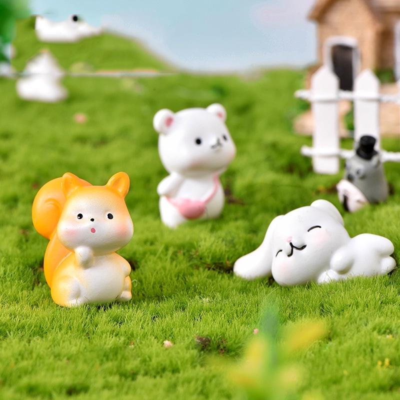 Mô hình tiểu cảnh khủng long, sóc đáng yêu trang trí tiểu cảnh, sân vườn, sen đá, terrarium