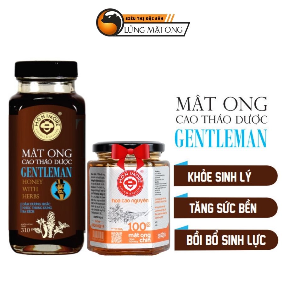 Combo mật ong rừng cao thảo dược Honimore Gentleman và mật ong rừng nguyên chất 670g - tăng cường bản lĩnh đàn ông