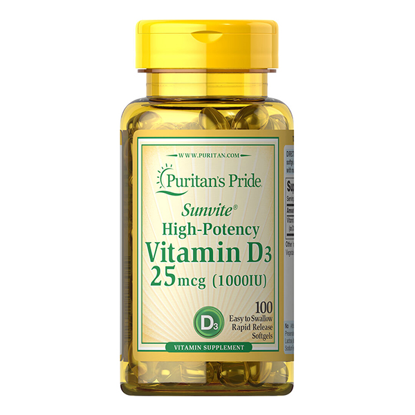 Thực Phẩm Chức Năng - Viên Uống Bổ Sung Vitamin D Tăng Cường Hệ Miễn Dịch, Phòng Chống Còi Xương Sunvite High-Potency Vita D3 1000IU (100 Viên)