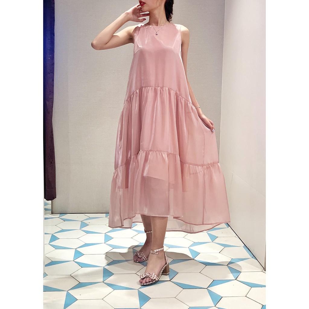 Đầm Maxi Organza 3 tầng sát nách JOVEN - SP0023 lụa cao cấp, form xuông rộng