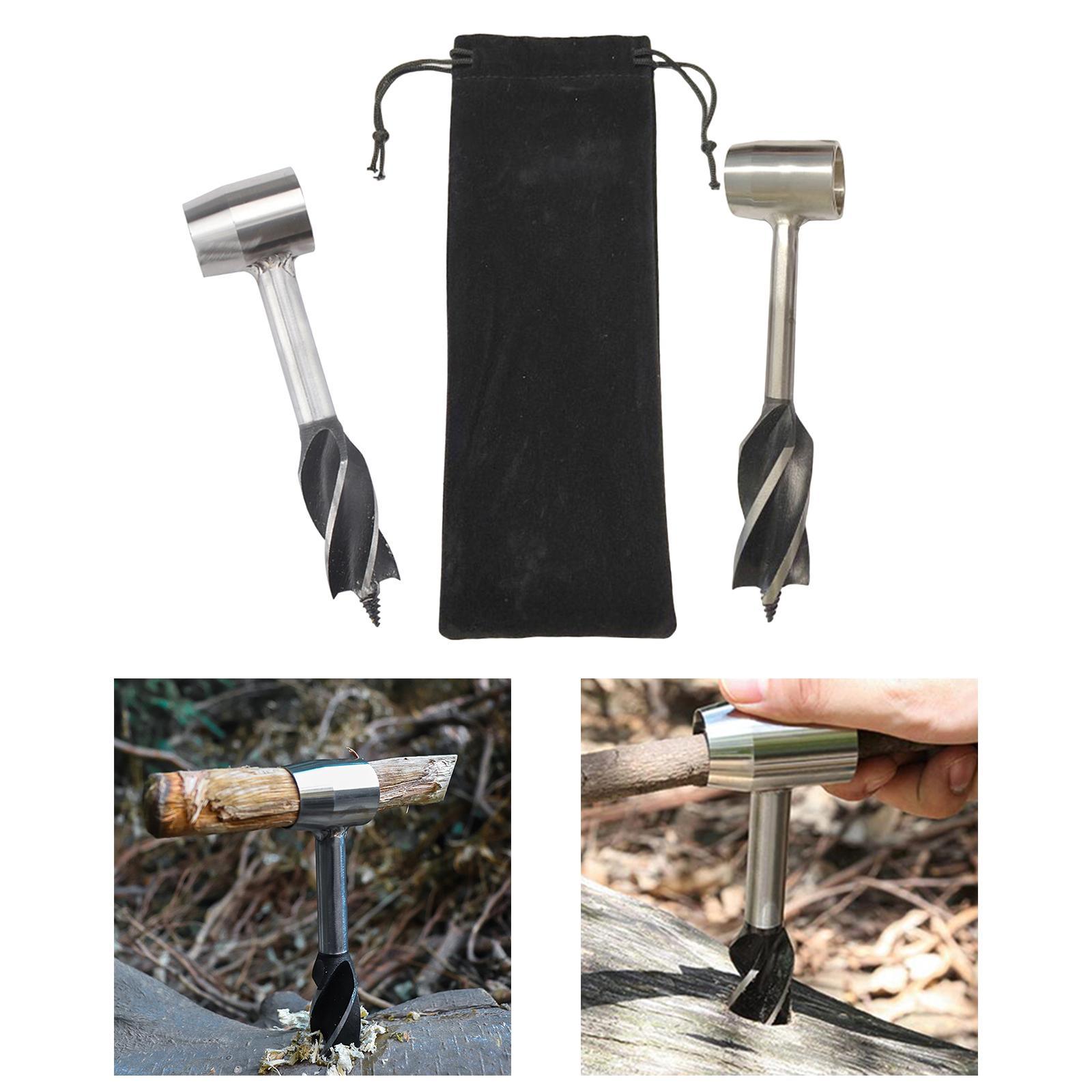 2x Stainless Steel Manual Wood Auger Survival Tools for Outdoor Emergency