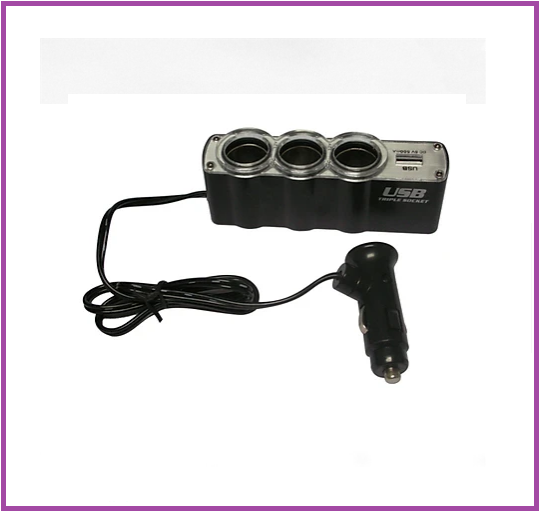 Bộ chia tẩu sạc dùng cho ô tô, xe hơi với 3 lỗ tẩu sạc kết hợp 1 cổng USB