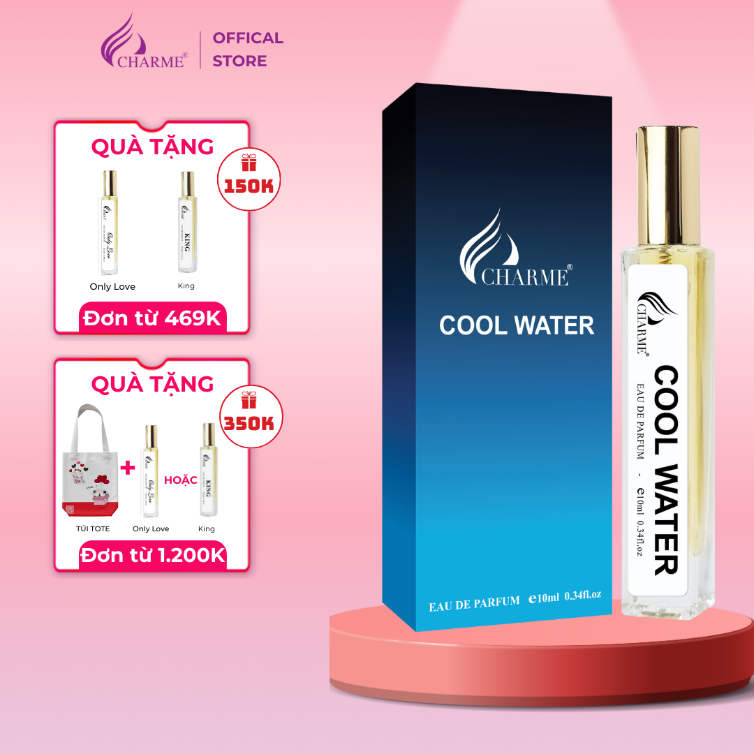 Nước hoa nam chính hãng, Charme Cool Water, chai Test mini, lưu hương lâu, hương thơm mạnh mẽ thanh lịch, 10ml