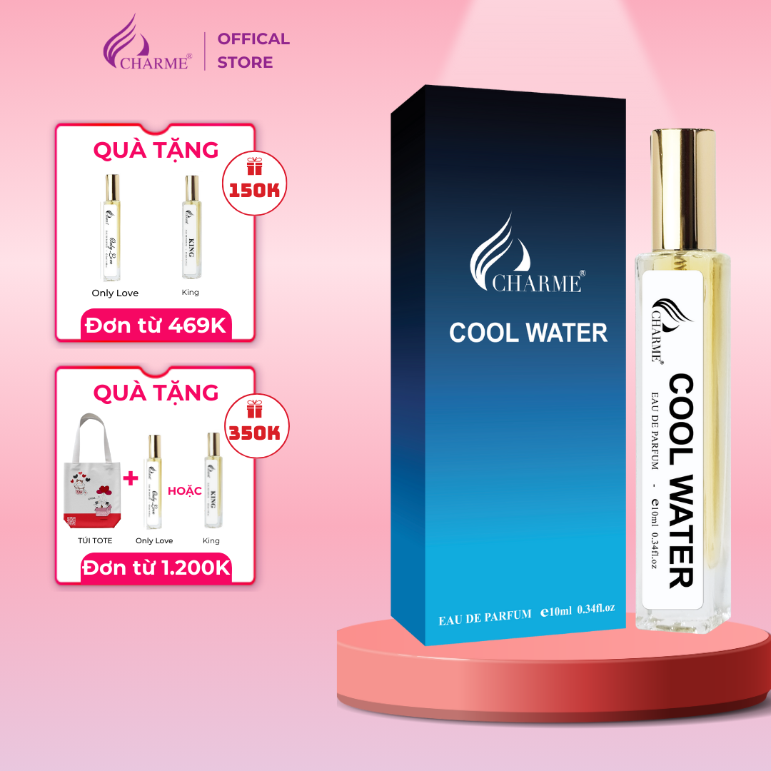 Nước hoa nam chính hãng, Charme Cool Water, chai Test mini, lưu hương lâu, hương thơm mạnh mẽ thanh lịch, 10ml