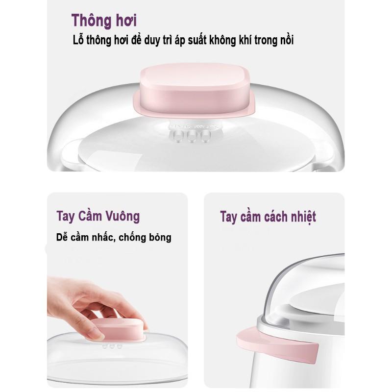 Nồi Hầm Đa Năng 4 Trong 1, Nồi Nấu Cháo, Ninh, Hầm Cách Thủy - Nấu Đồ Ăn Dặm Cho Bé Siêu Tiện Lợi