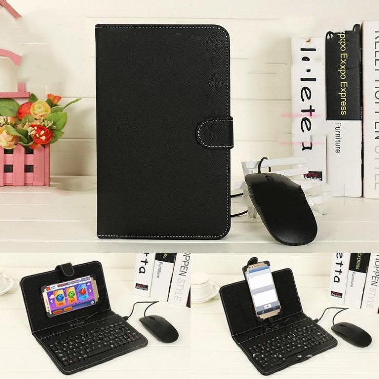 Bàn phím chơi game, Bao da bàn phím kèm chuột có dây sử dụng cho điện thoại, ipad, máy tính bảng... Kết nối OTG