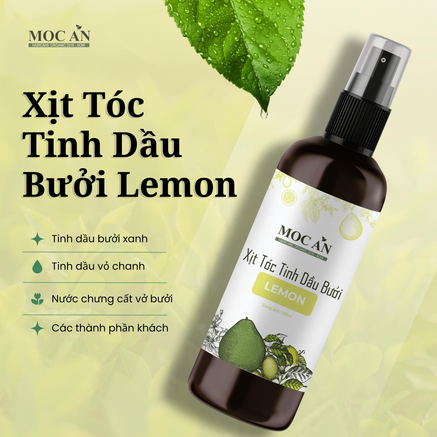 Xịt Kích Mọc Tóc Tinh Dầu Bưởi Chanh Tươi ( Lemon ) 120ml Mộc Ân Haircare hỗ trợ giảm rụng, làm sạch, giảm gàu bám