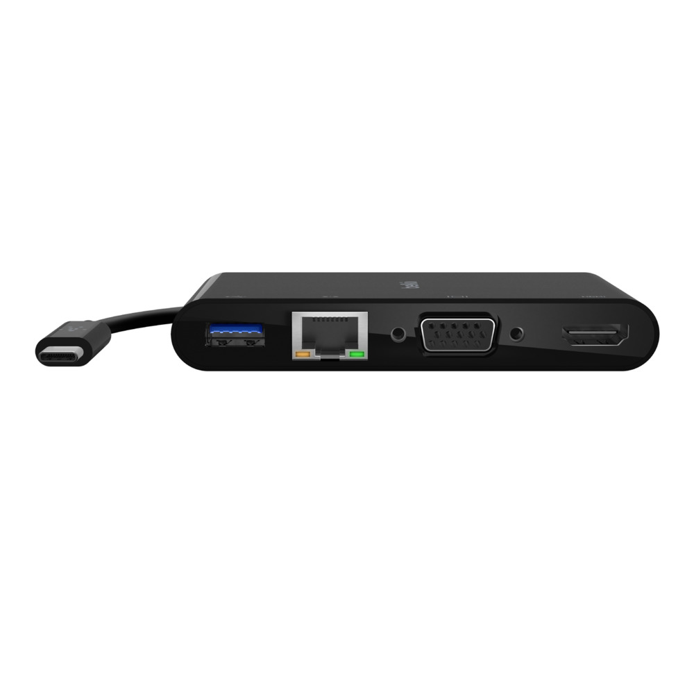 Hub USB Type-C  Belkin chia 5 cổng USB-A 3.0/VGA/HDMI 4K/LAN Ethernet Gigabit/USB-C + Sạc PD 100W - AVC004btBK - Hàng chính hãng