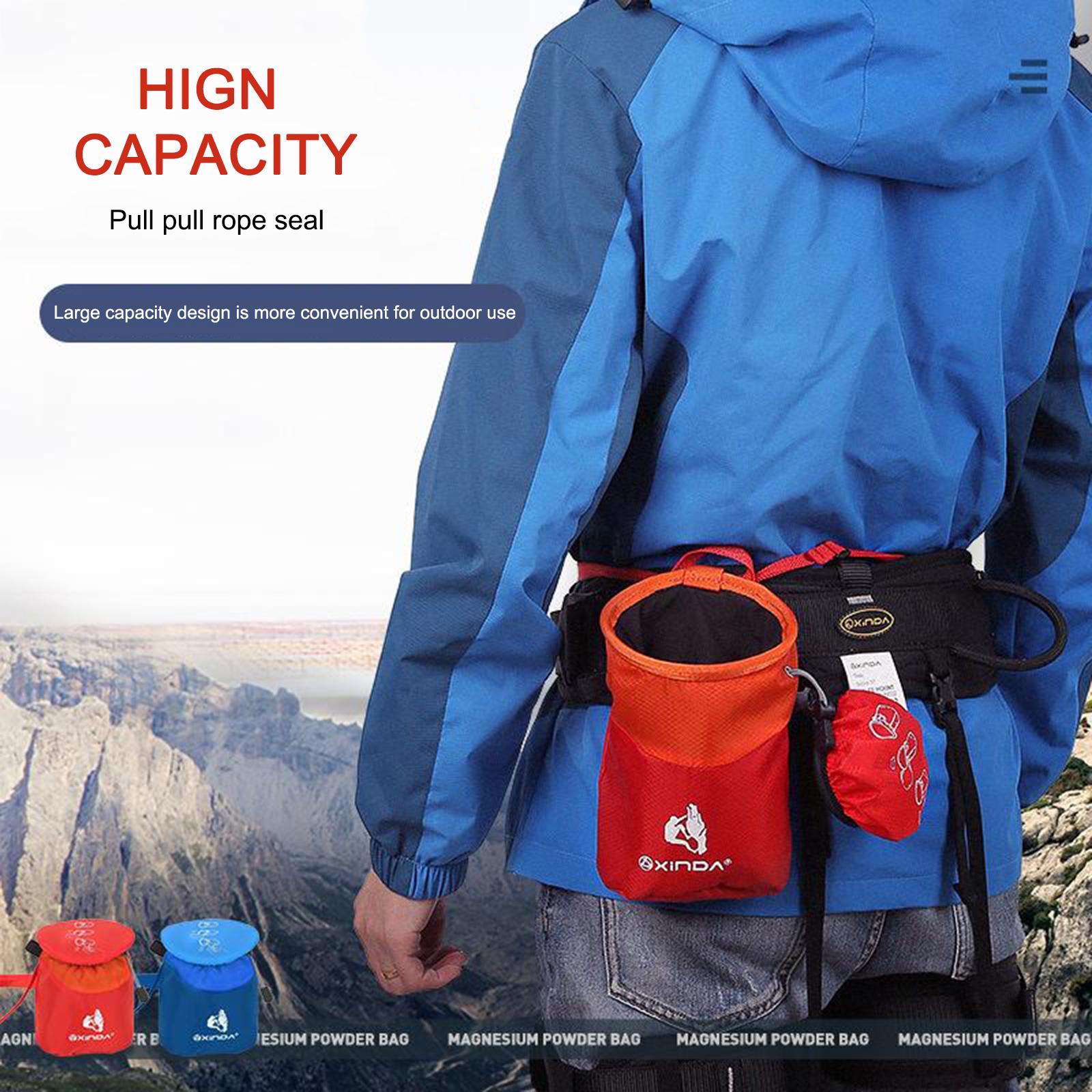 Rock Climbing Chalk Bag Chalk Bucket for Weightlifting Gymnastics Cross Fit blue