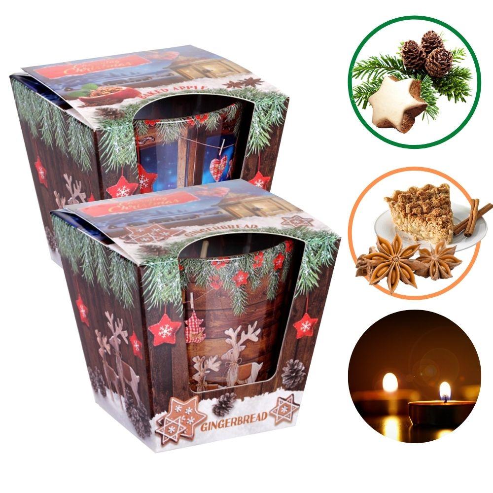 Combo 2 ly nến thơm Bartek nhập khẩu Châu Âu Charming Christmas 115g - bánh táo nướng