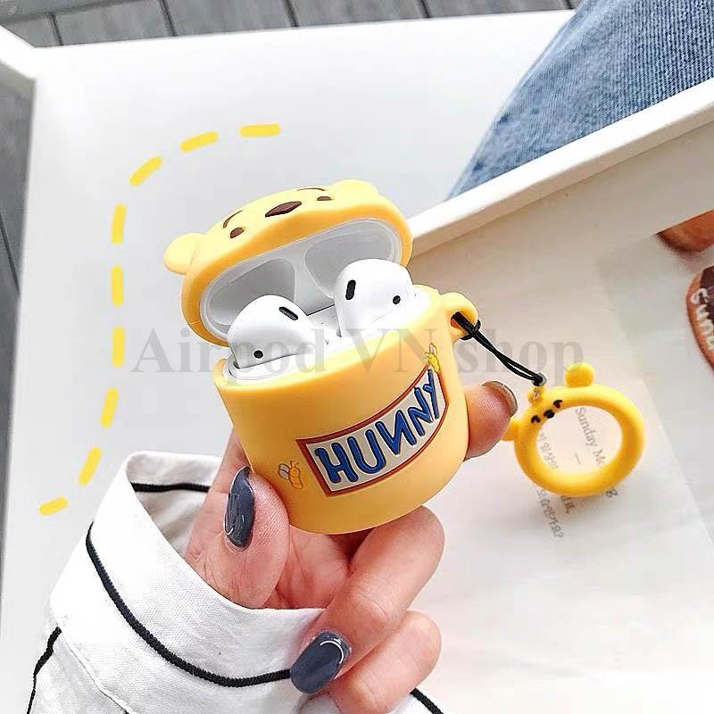 Bao Case Ốp dành cho airpod 1 và 2, tai nghe bluetooth i11,i12, i100, i200, i9s... gấu Hunny cao cấp