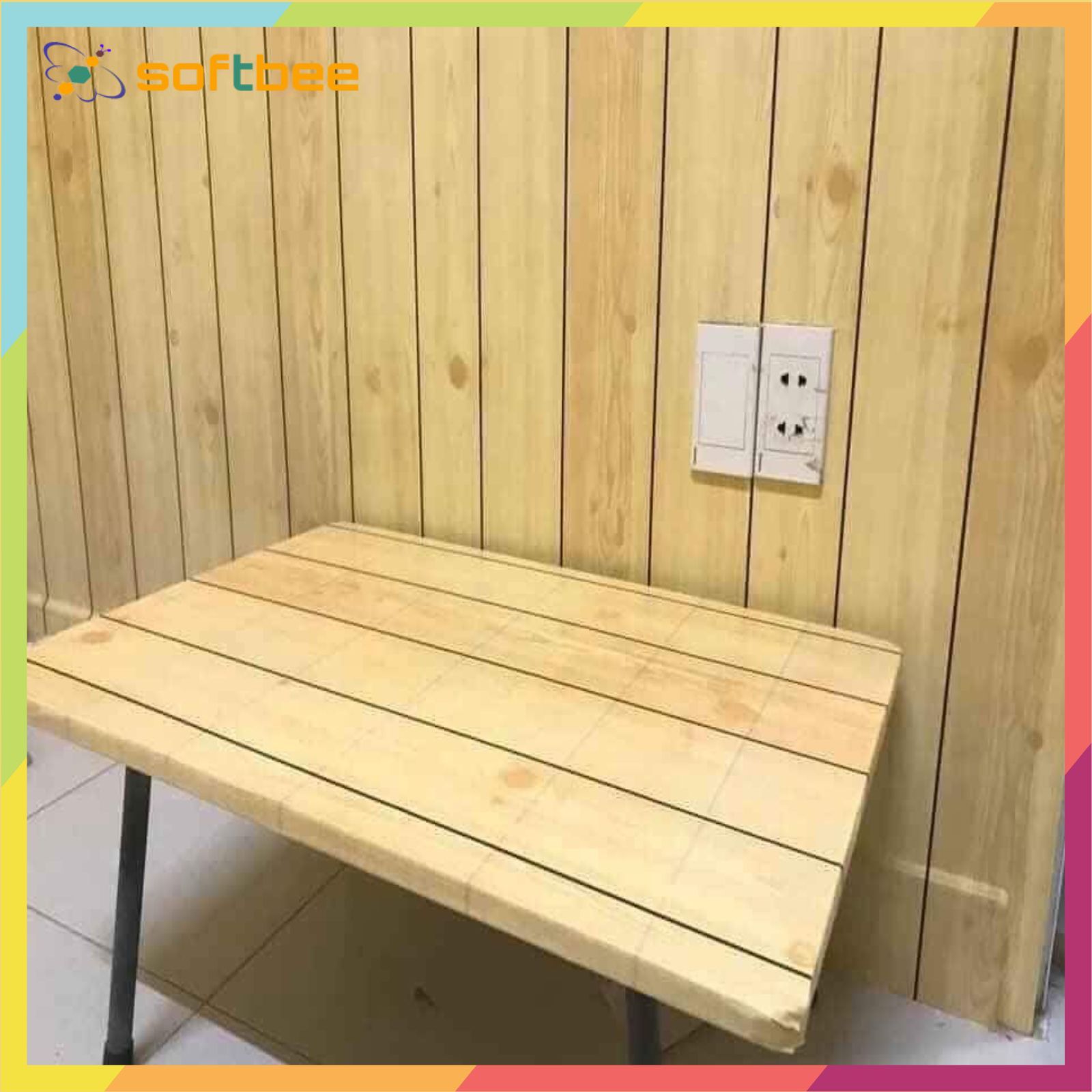 Giấy dán tường có keo sẵn mặt sau, in hình gỗ sọc nhạt, kích thước 0.45m x 10m / cuộn